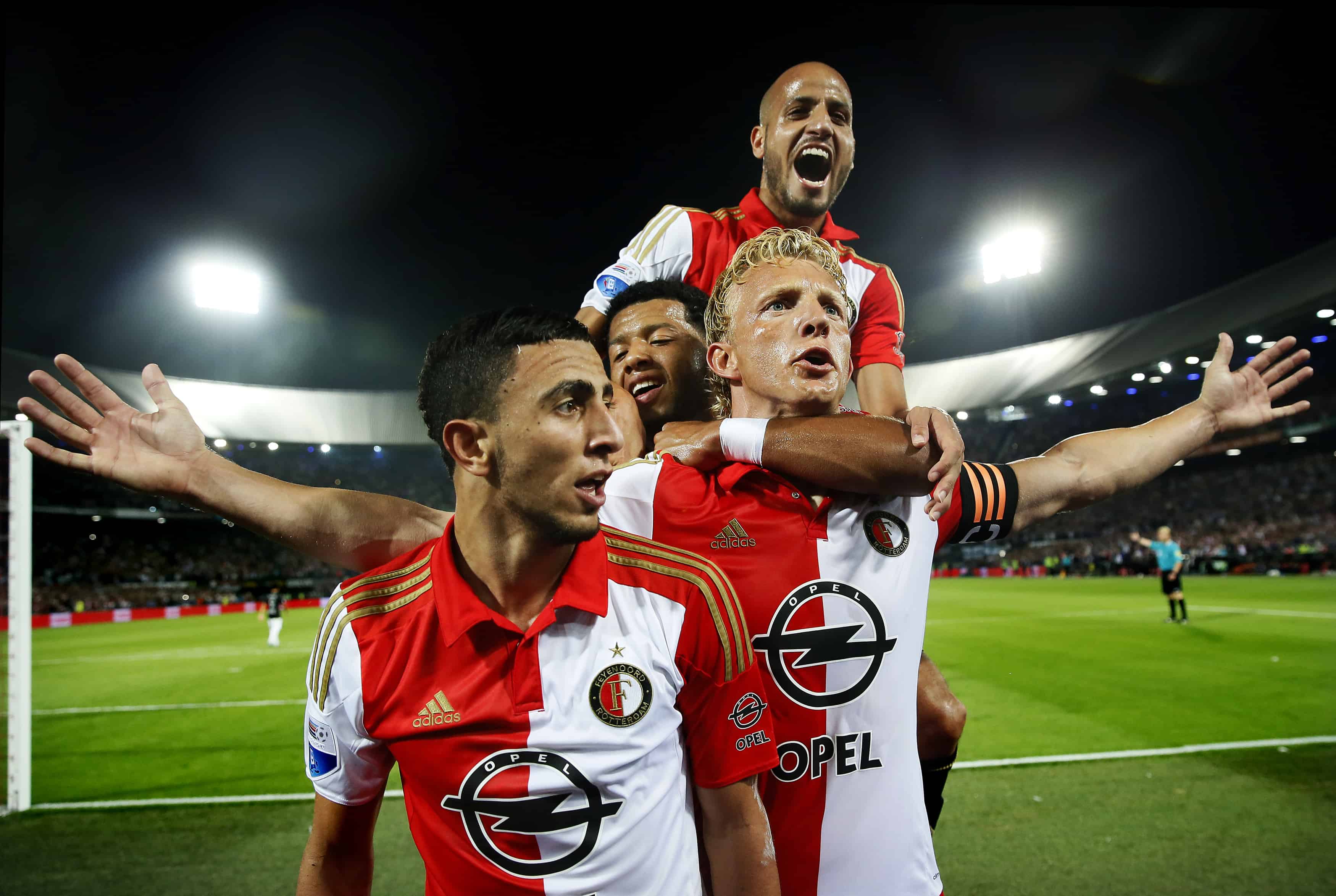 (L-R) Bilal Basacikoglu, Tonny Vilhena, Dirk Kuyt, Karim el Ahmadi of Feyenoord