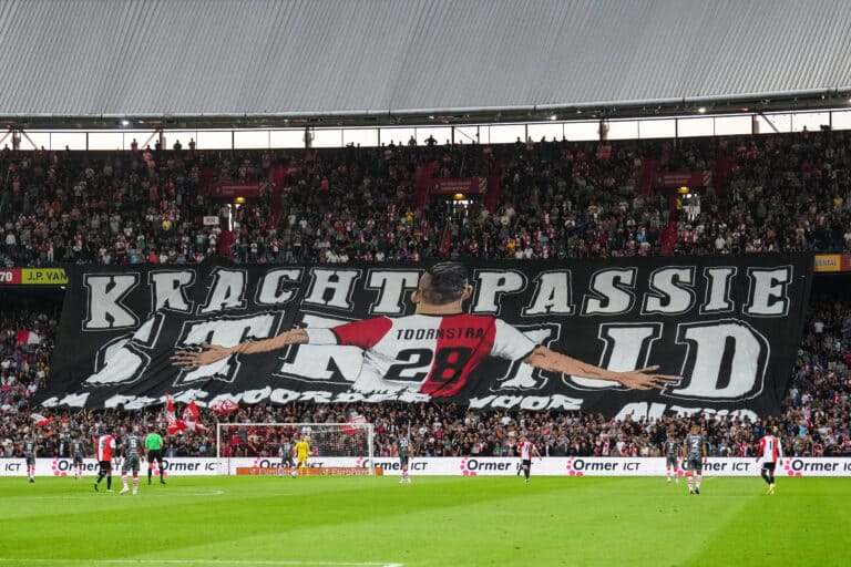 Rotterdam - A banner for Jens Toornstra of Feyenoord during the match between Feyenoord v FC Emmen at Stadion Feijenoord De Kuip on 27 August 2022 in Rotterdam, Netherlands.
(Box to Box Pictures/Yannick Verhoeven)